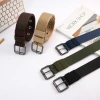 Men's casual and versatile belt, needle-buckle nylon belt, full air eye striped fabric belt details Picture